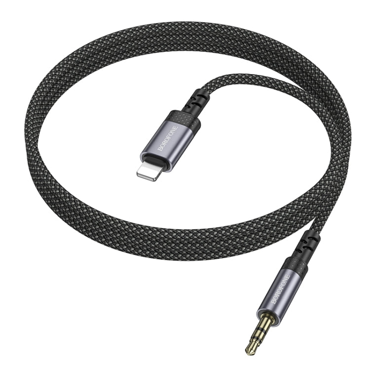 Borofone BL24 3.5mm to 8 Pin Graceful AUX Audio Cable, Length:1m - Gray