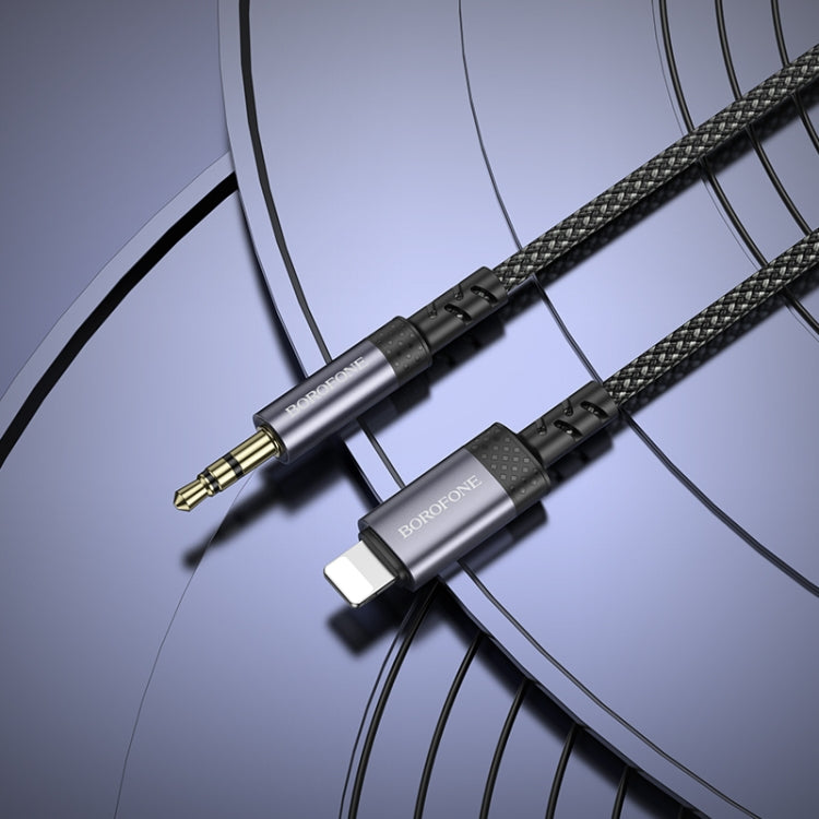 Borofone BL24 3.5mm to 8 Pin Graceful AUX Audio Cable, Length:1m - Gray