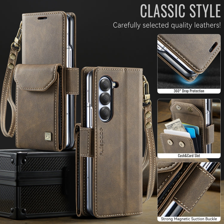 For Samsung Galaxy Z Fold5 5G AutSpace A23 Organ Card Bag Magnetic RFID PU Phone Case