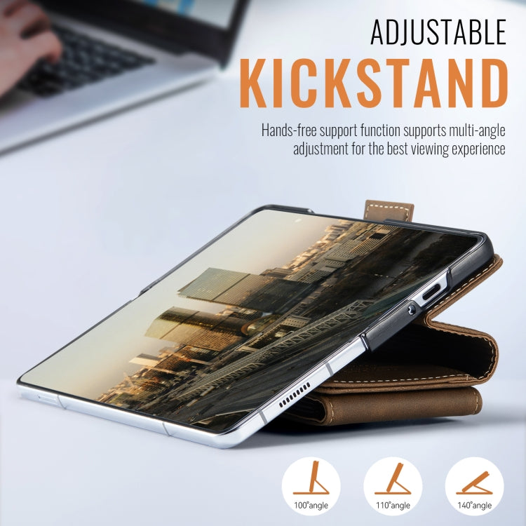 For Samsung Galaxy Z Fold5 5G AutSpace A23 Organ Card Bag Magnetic RFID PU Phone Case
