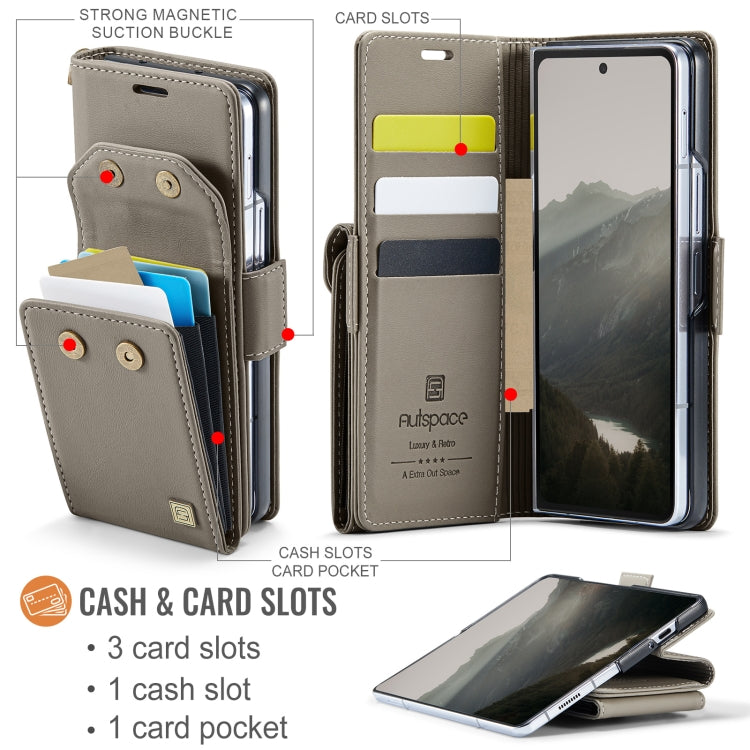 For Samsung Galaxy Z Fold5 5G AutSpace A23 Organ Card Bag Magnetic RFID PU Phone Case