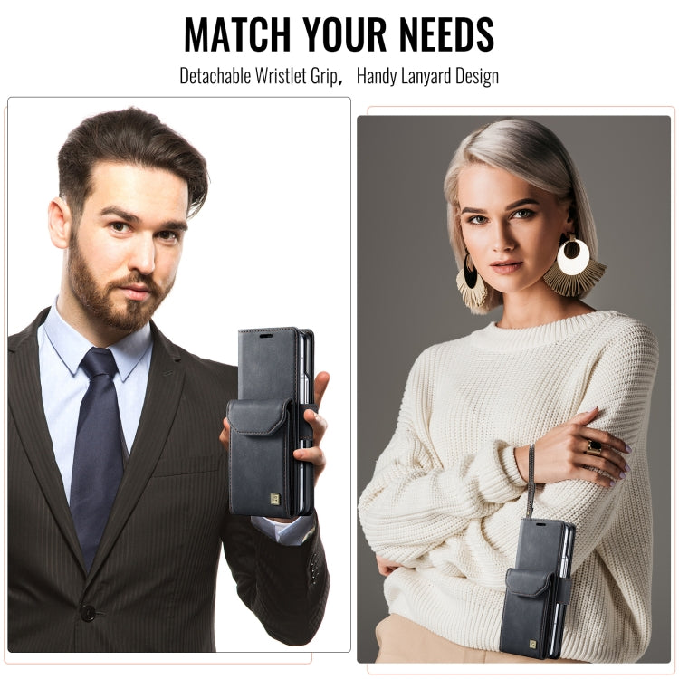 For Samsung Galaxy Z Fold5 5G AutSpace A23 Organ Card Bag Magnetic RFID PU Phone Case