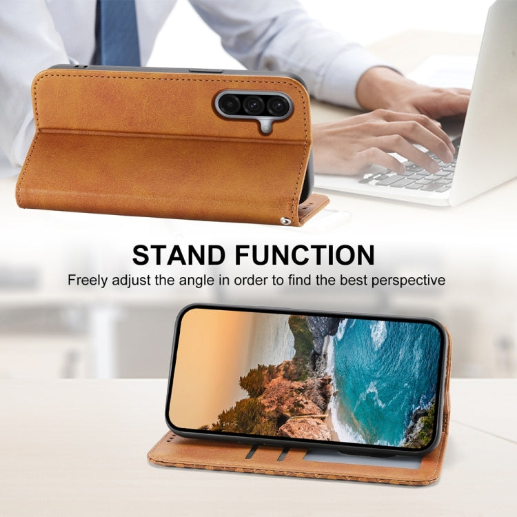 For Samsung Galaxy A36 Cubic Grid Calf Texture Magnetic Leather Phone Case