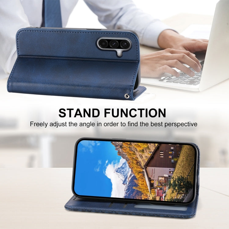 For Samsung Galaxy A36 Cubic Grid Calf Texture Magnetic Leather Phone Case