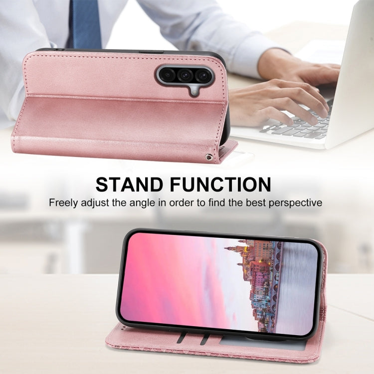 For Samsung Galaxy A36 Cubic Grid Calf Texture Magnetic Leather Phone Case