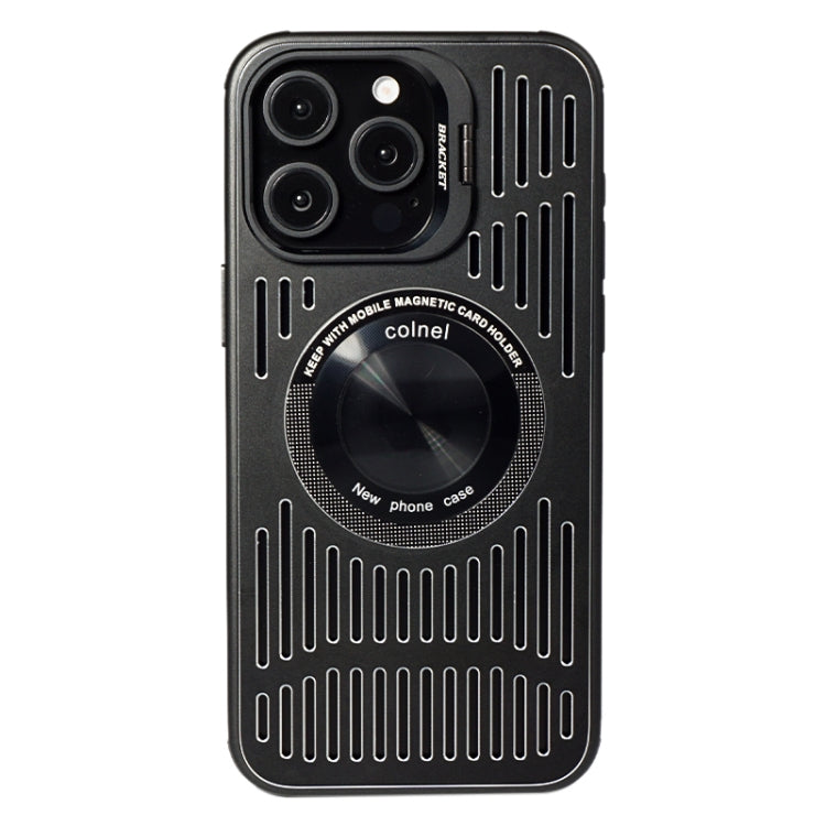 For iPhone 14 Pro Max Lens Bracket Metal Heat Dissipation MagSafe Phone Case - Black