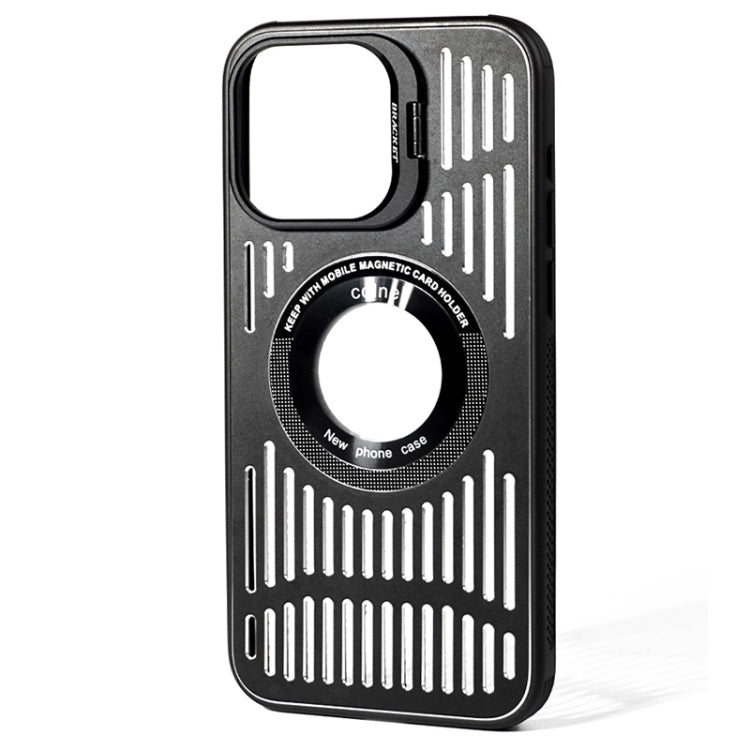 For iPhone 13 Lens Bracket Metal Heat Dissipation MagSafe Phone Case - Black