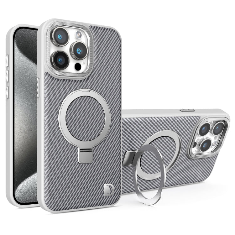For iPhone 15 Pro Max Carbon Fiber MagSafe Holder Phone Case