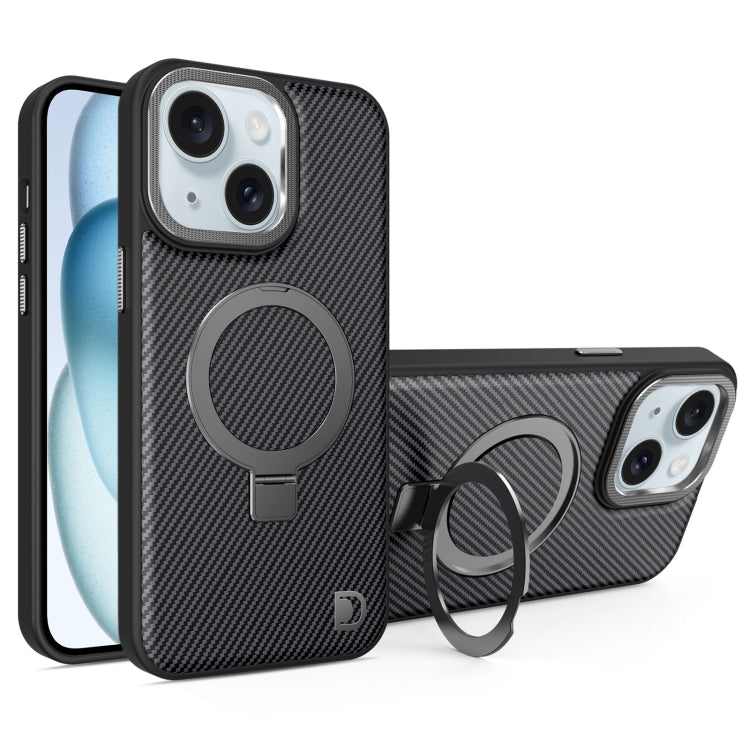 For iPhone 15 Carbon Fiber MagSafe Holder Phone Case