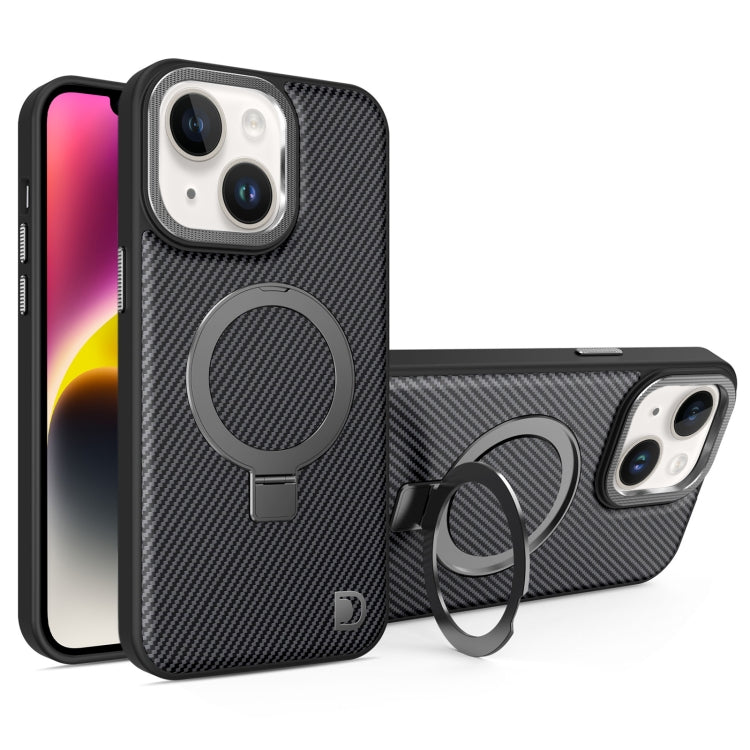 For iPhone 14 Plus Carbon Fiber MagSafe Holder Phone Case
