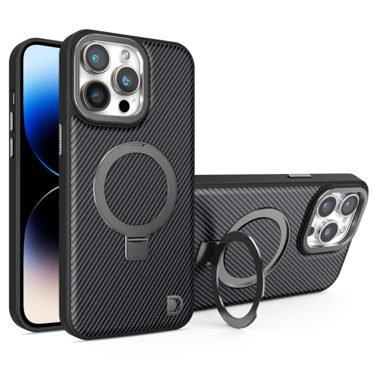 For iPhone 14 Pro Carbon Fiber MagSafe Holder Phone Case