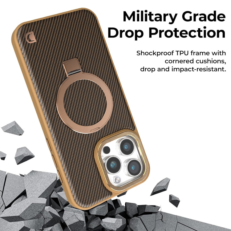 For iPhone 15 Plus Carbon Fiber MagSafe Holder Phone Case