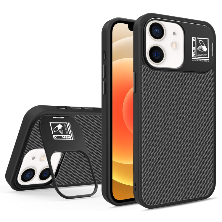 For iPhone 12 Folding Holder Carbon Fiber MagSafe Phone Case