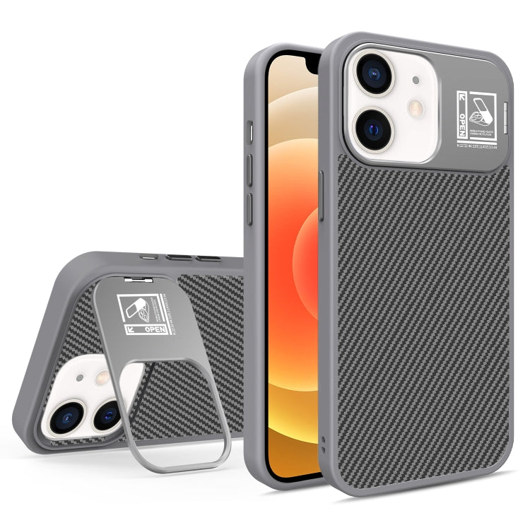 For iPhone 12 Folding Holder Carbon Fiber MagSafe Phone Case