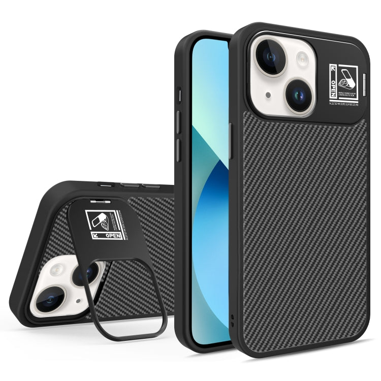 For iPhone 13 Folding Holder Carbon Fiber MagSafe Phone Case