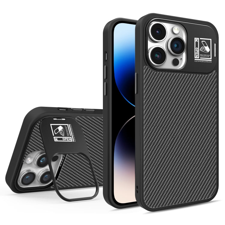 For iPhone 14 Pro Folding Holder Carbon Fiber MagSafe Phone Case