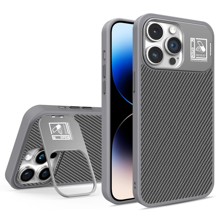 For iPhone 14 Pro Folding Holder Carbon Fiber MagSafe Phone Case