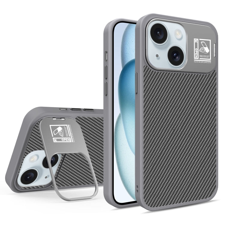 For iPhone 15 Folding Holder Carbon Fiber MagSafe Phone Case