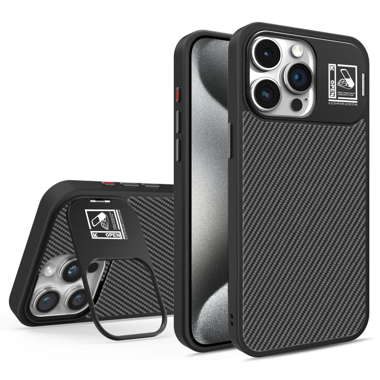For iPhone 15 Pro Max Folding Holder Carbon Fiber MagSafe Phone Case
