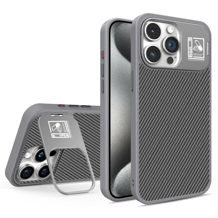 For iPhone 15 Pro Max Folding Holder Carbon Fiber MagSafe Phone Case
