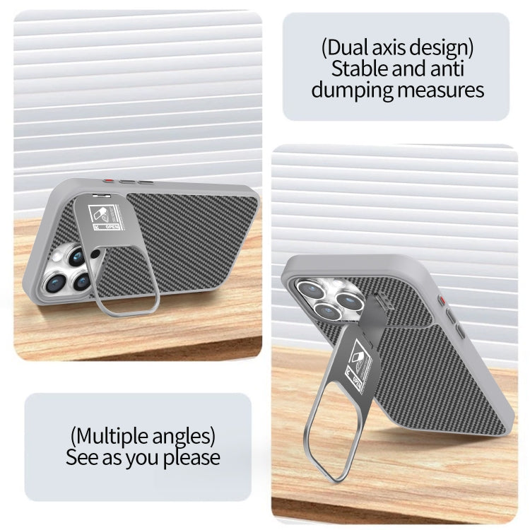 For iPhone 14 Pro Folding Holder Carbon Fiber MagSafe Phone Case