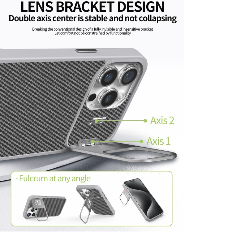For iPhone 15 Folding Holder Carbon Fiber MagSafe Phone Case