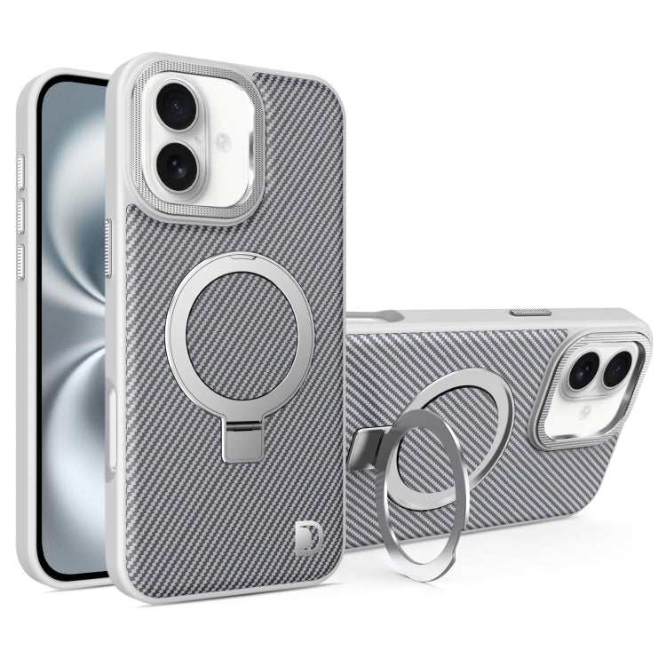 For iPhone 16 Carbon Fiber MagSafe Holder Phone Case