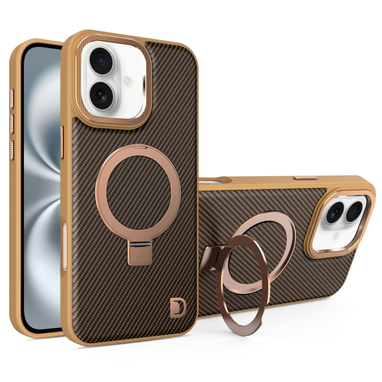 For iPhone 16 Carbon Fiber MagSafe Holder Phone Case