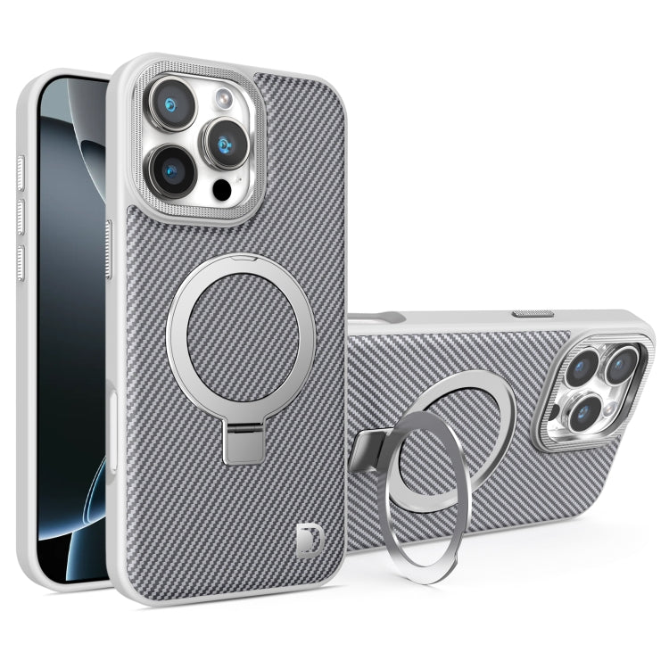 For iPhone 16 Pro Carbon Fiber MagSafe Holder Phone Case