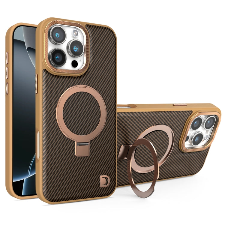 For iPhone 16 Pro Carbon Fiber MagSafe Holder Phone Case