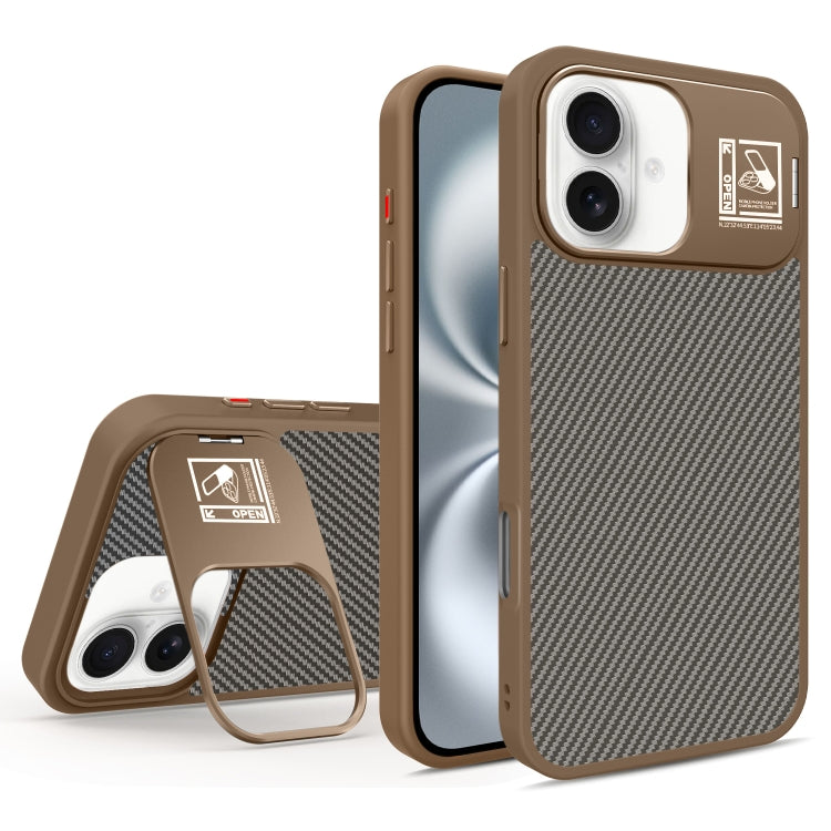 For iPhone 16 Folding Holder Carbon Fiber MagSafe Phone Case