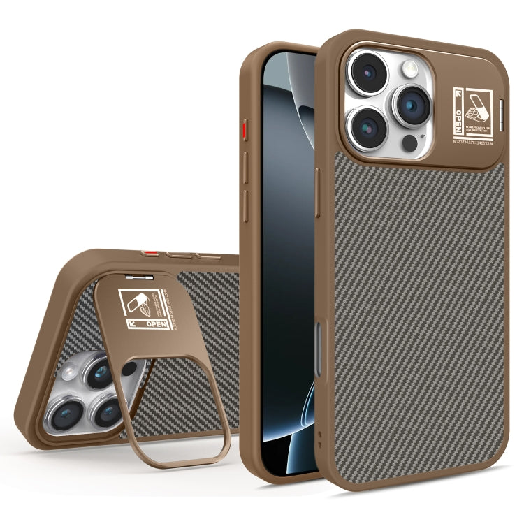 For iPhone 16 Pro Folding Holder Carbon Fiber MagSafe Phone Case