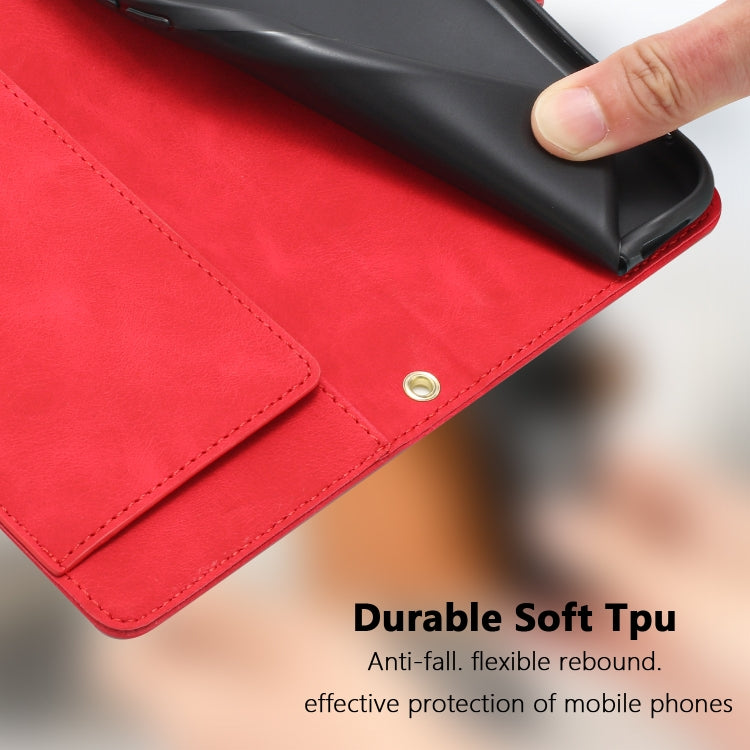 For iPhone SE 2022 / 2020 Tulips Embossed Leather Phone Case with Lanyard