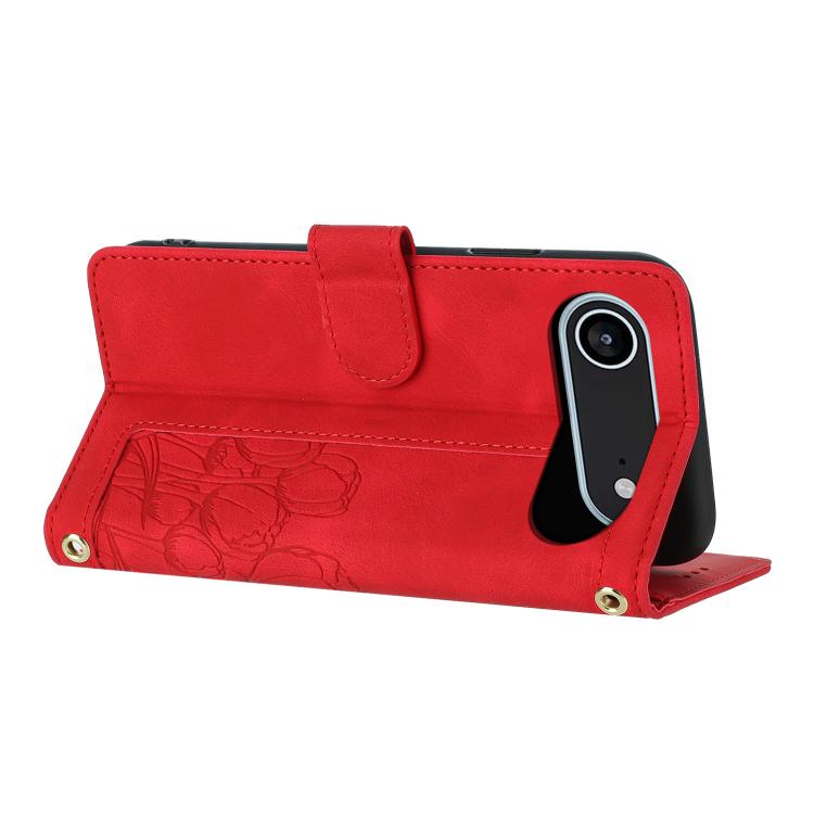 For iPhone Air Tulips Embossed Leather Phone Case with Lanyard