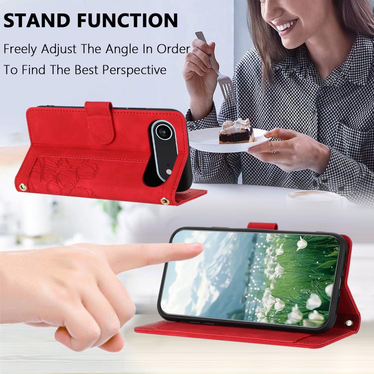 For iPhone Air Tulips Embossed Leather Phone Case with Lanyard