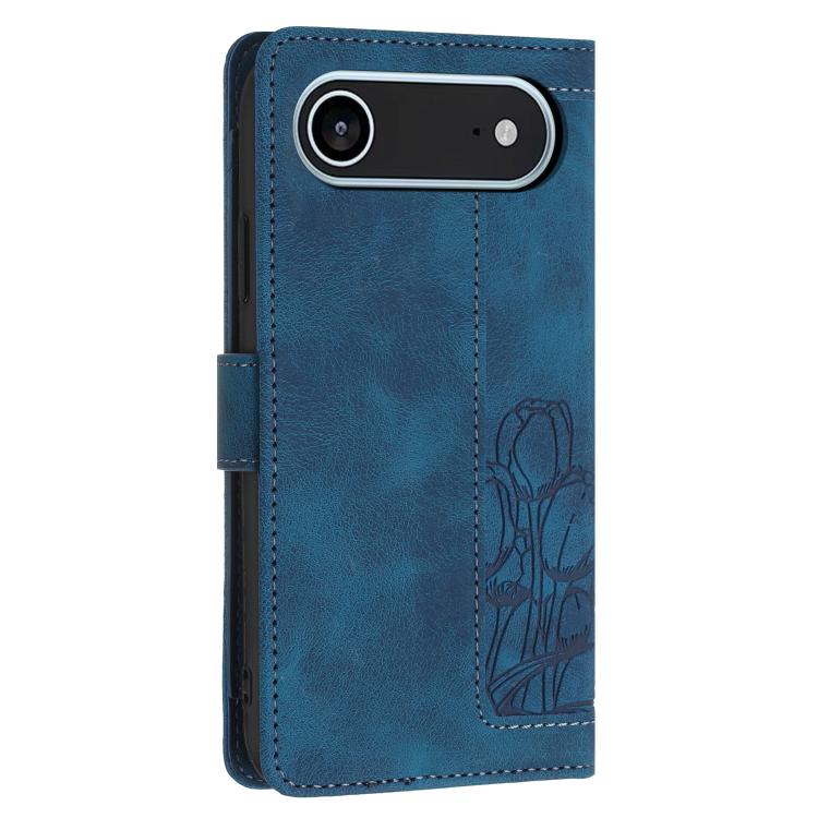 For iPhone Air Tulips Embossed Leather Phone Case with Lanyard