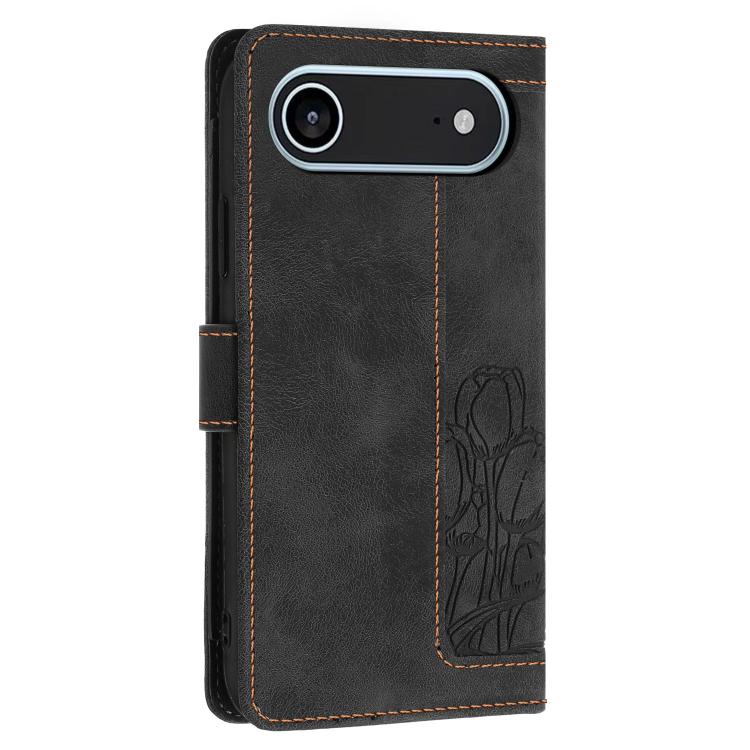 For iPhone Air Tulips Embossed Leather Phone Case with Lanyard