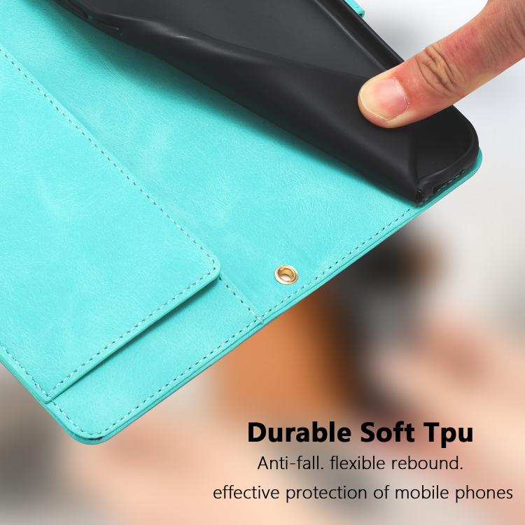 For iPhone 17 Pro Max Tulips Embossed Leather Phone Case with Lanyard