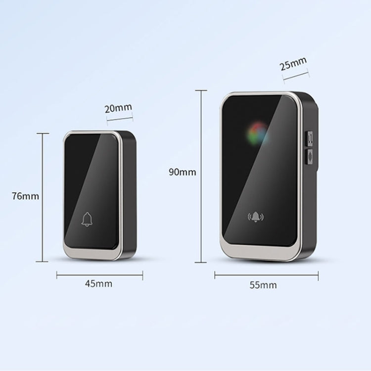 A20 Pro Plug in Free Waterproof Rechargeable Long-distance Wireless Doorbell, Plug:EU Plug - Black