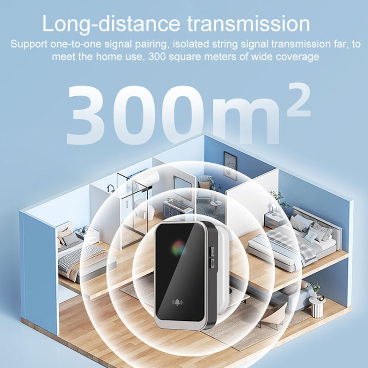A20 Pro Plug in Free Waterproof Rechargeable Long-distance Wireless Doorbell, Plug:EU Plug - Black