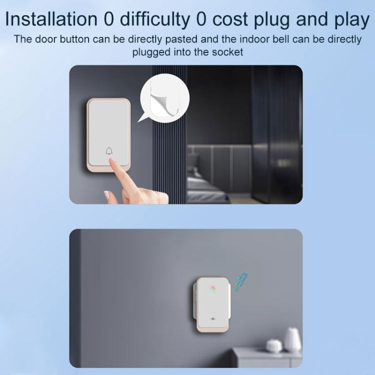 A20 Pro Plug in Free Waterproof Rechargeable Long-distance Wireless Doorbell, Plug:EU Plug - Black