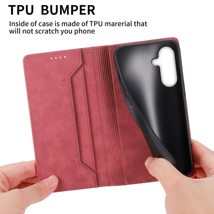 For Samsung Galaxy A36 Business Solid Color Magnetic RFID Leather Phone Case