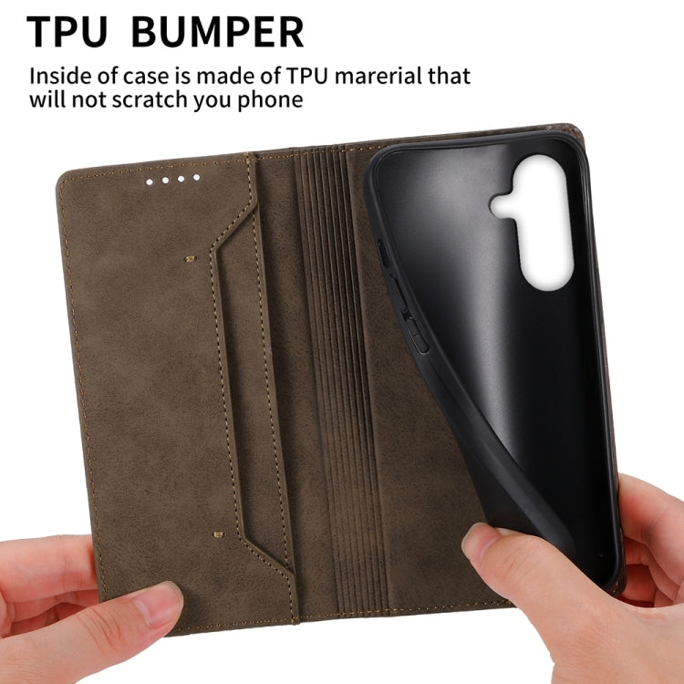 For Samsung Galaxy A36 Business Solid Color Magnetic RFID Leather Phone Case