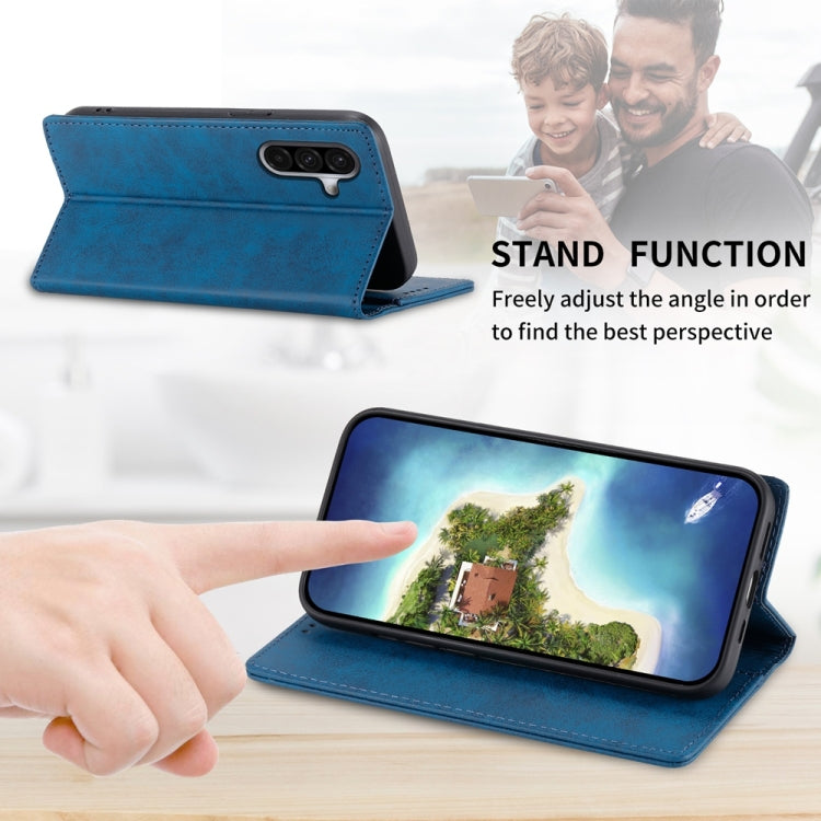 For Samsung Galaxy A36 Business Solid Color Magnetic RFID Leather Phone Case