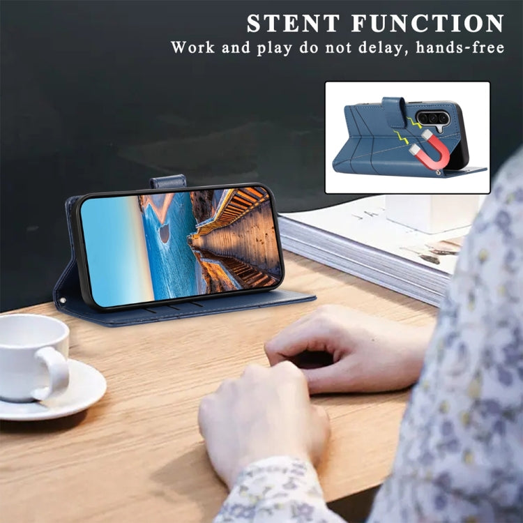 For Samsung Galaxy A36 PU Genuine Leather Texture Embossed Line Phone Case