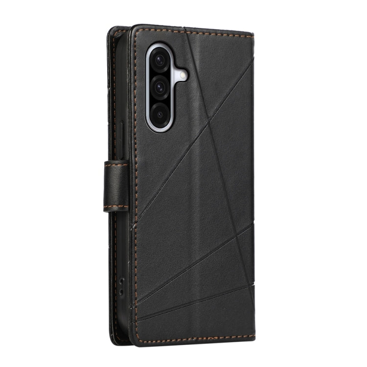 For Samsung Galaxy A36 PU Genuine Leather Texture Embossed Line Phone Case