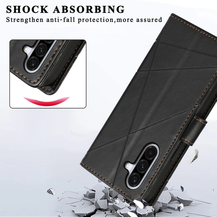 For Samsung Galaxy A36 PU Genuine Leather Texture Embossed Line Phone Case