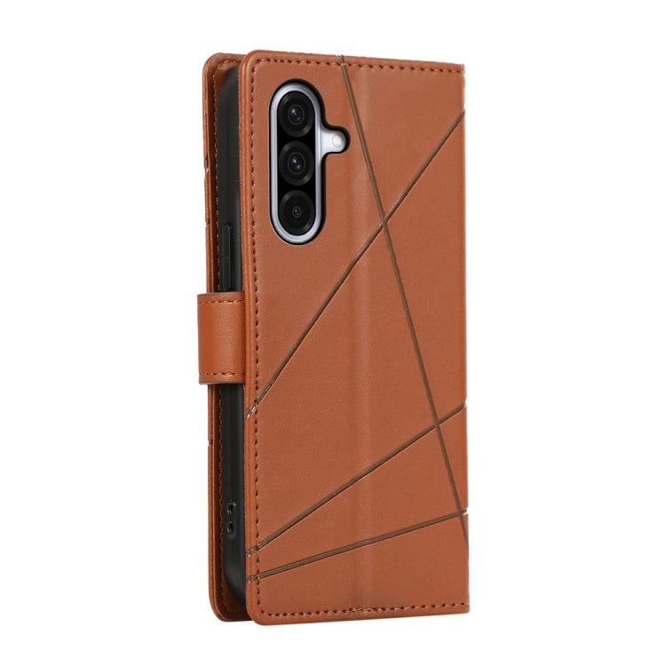 For Samsung Galaxy A36 PU Genuine Leather Texture Embossed Line Phone Case