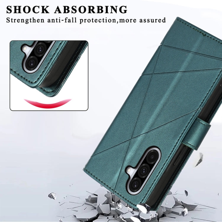 For Samsung Galaxy A36 PU Genuine Leather Texture Embossed Line Phone Case