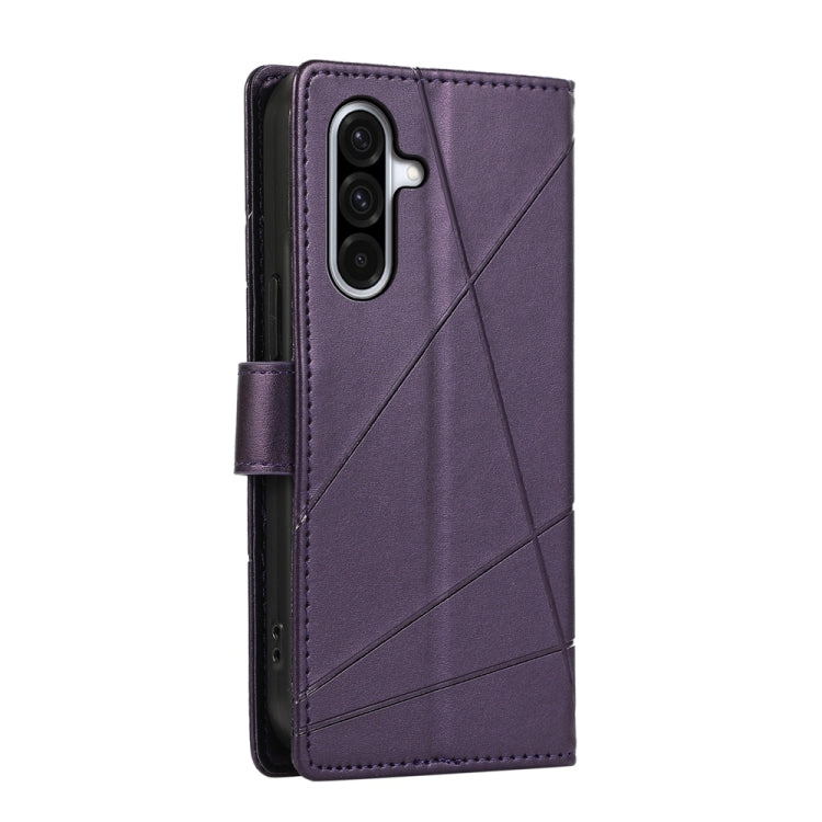 For Samsung Galaxy A36 PU Genuine Leather Texture Embossed Line Phone Case